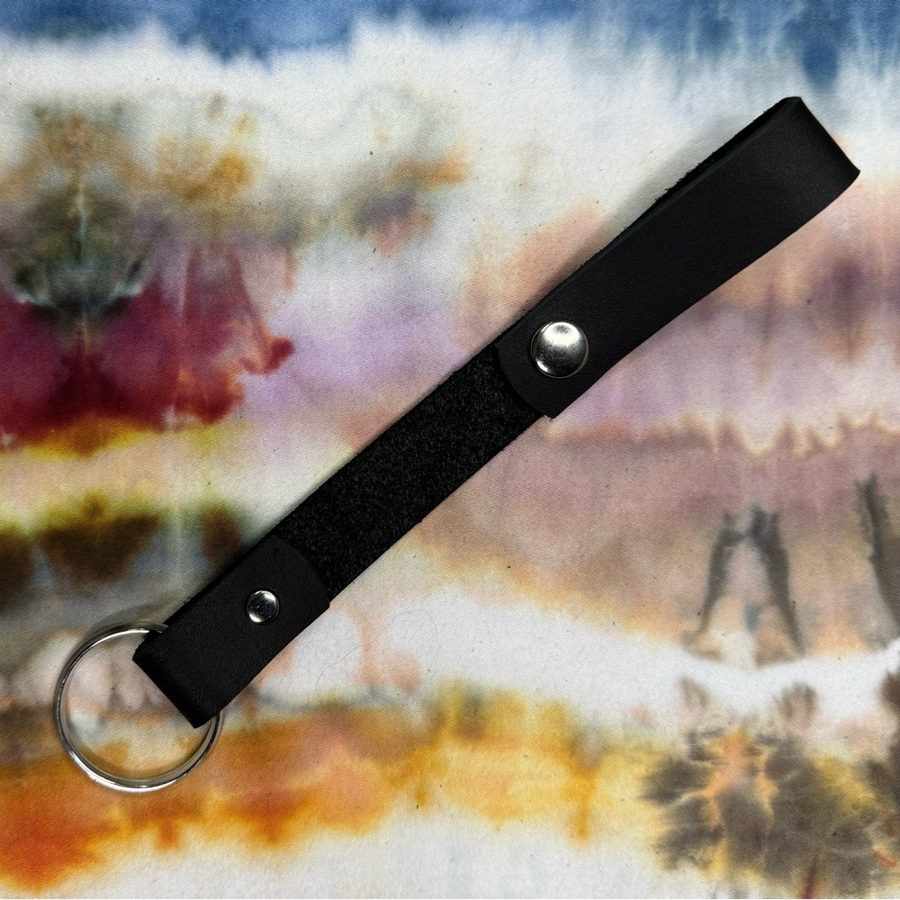 Leather Key Leash Black oil tanned 8”x.75”